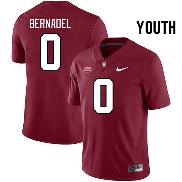 Youth #0 Gaethan Bernadel Stanford Cardinal 2024 ACC Conference College Football Jerseys Stitched-Ca